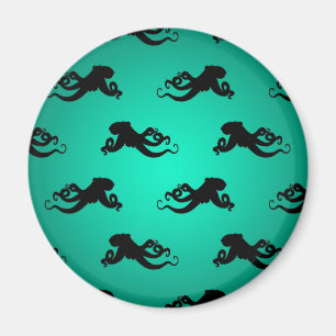 Fun Octopus-Silhouetten auf Grün Magnet