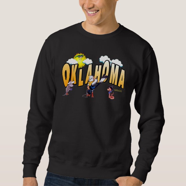 Fun Oklahoma Staat Bird Scissor Schwanz, Armadillo Sweatshirt (Vorderseite)