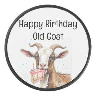 Fun Old Goat Over Hill Birthday Eishockey Puck