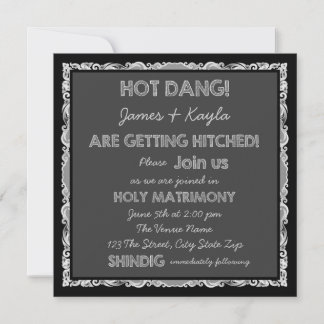 Fun Old School Rustic Chalkboard Country Wedding Einladung