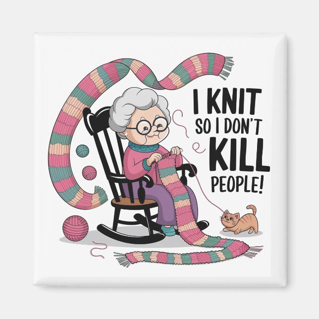 Fun Oma Knitting Design Magnet (Vorne)