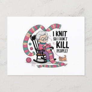 Fun Oma Knitting Design Postkarte