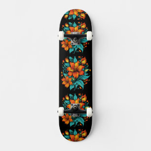 Fun Orange Blume Skateboard