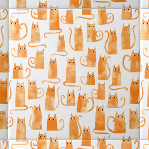 Fun Orange Cat Fliese