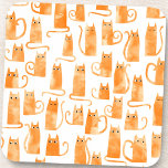 Fun Orange Cat Getränkeuntersetzer<br><div class="desc">Niedliches kleines,  wasserfarbenes orangefarbenes Ingwer-Katzenmuster. Originelle Kunst von Nic Squirrell. Ideal für Tierfreunde.</div>