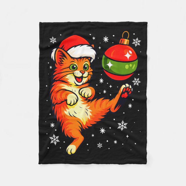 Fun Orange Cat Humor Christmas Ornament Football S Fleecedecke (Vorderseite)