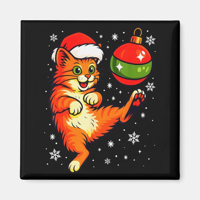 Fun Orange Cat Humor Christmas Ornament Football S Magnet (Vorne)