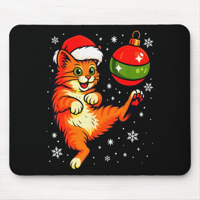 Fun Orange Cat Humor Christmas Ornament Football S Mousepad (Vorne)