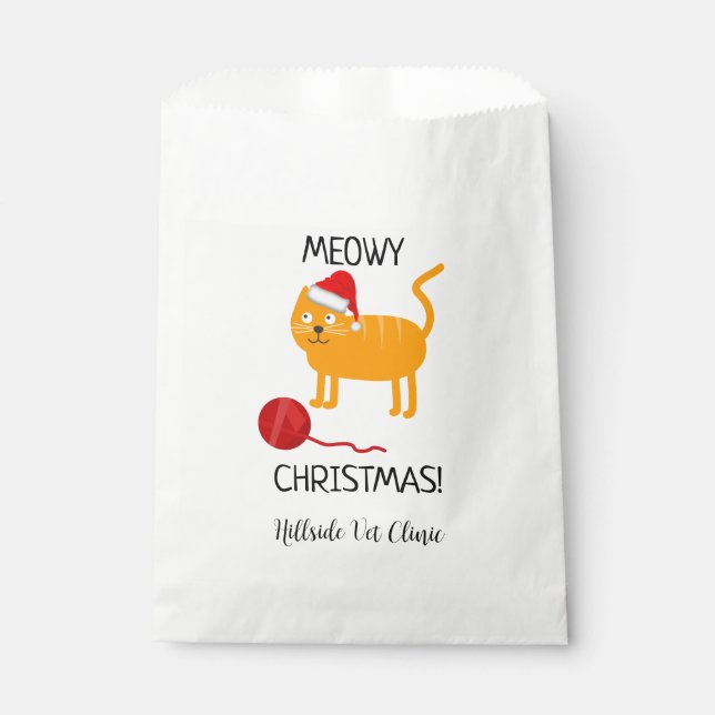 Fun Orange Cat Meowy Weihnachtsbevorzugtasche Geschenktütchen (Vorderseite)