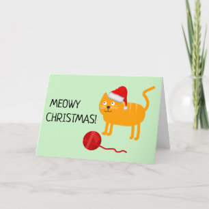 Fun Orange Cat Meowy Weihnachtsgrüßkarte Dankeskarte