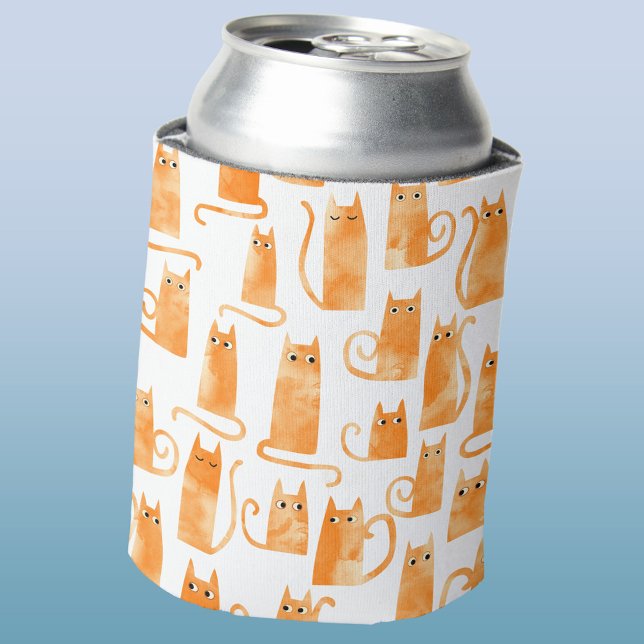 Fun Orange Cat Pattern Dosenkühler (Fun Orange Ginger Cat watercolor pattern can cooler)