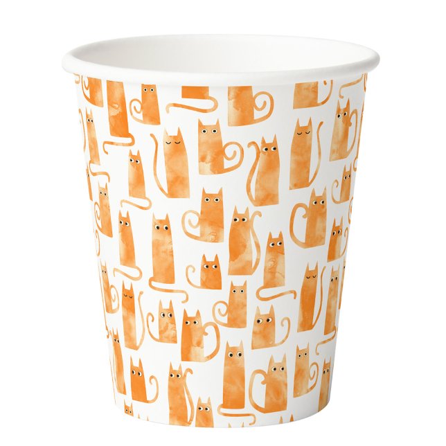 Fun Orange Cat Pattern Pappbecher (Fun Orange Ginger Cats party paper cup)