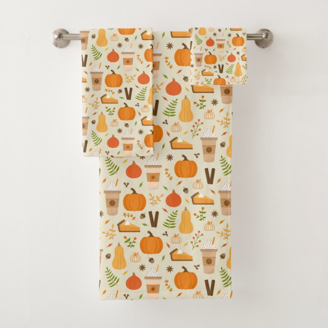 Fun Orange Fall Pattern Badhandtuch Set (Insitu)