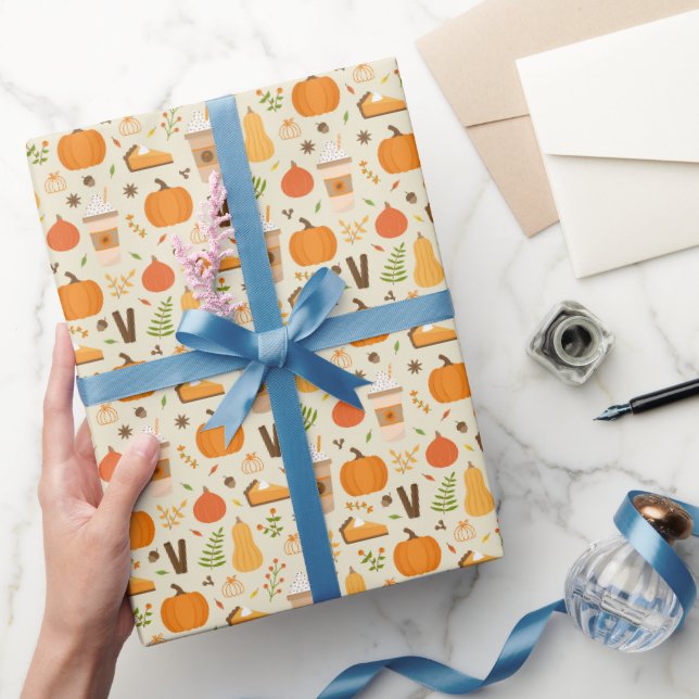 Fun Orange Fall Pattern Geschenkpapier (Schenken)