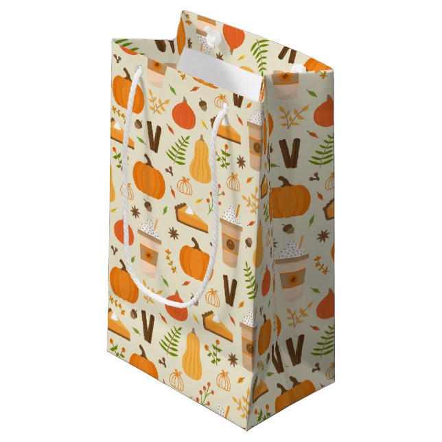 Fun Orange Fall Pattern Kleine Geschenktüte (Vorderseite Schrägansicht)