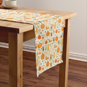 Fun Orange Fall Pattern Kurzer Tischläufer