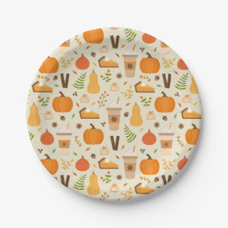 Fun Orange Fall Pattern Pappteller