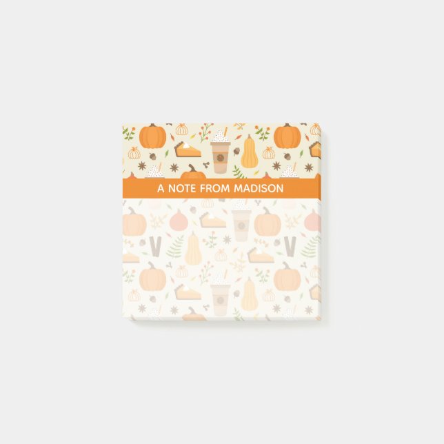 Fun Orange Fall Pattern Post-it Klebezettel (Vorderseite)