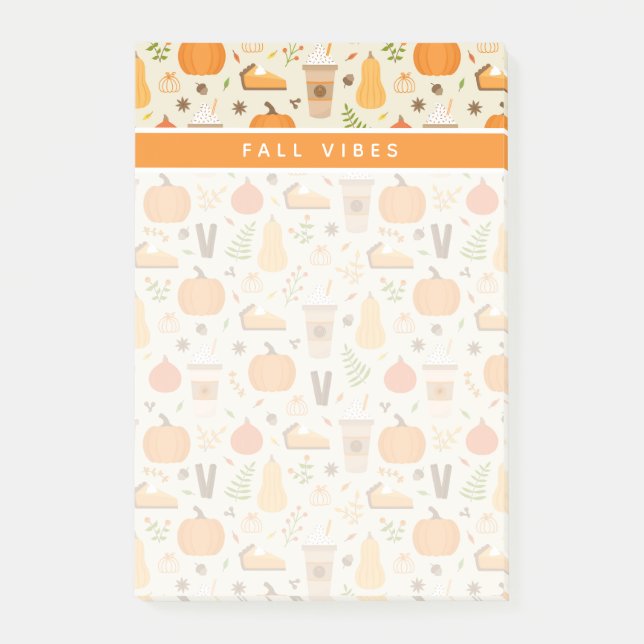 Fun Orange Fall Pattern Post-it Klebezettel (Vorderseite)