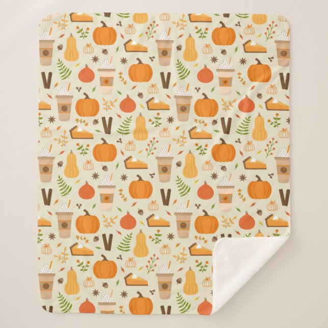 Fun Orange Fall Pattern Sherpadecke (Vorderseite)