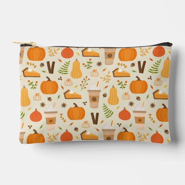 Fun Orange Fall Pattern Zubehörtasche (Vorderseite)