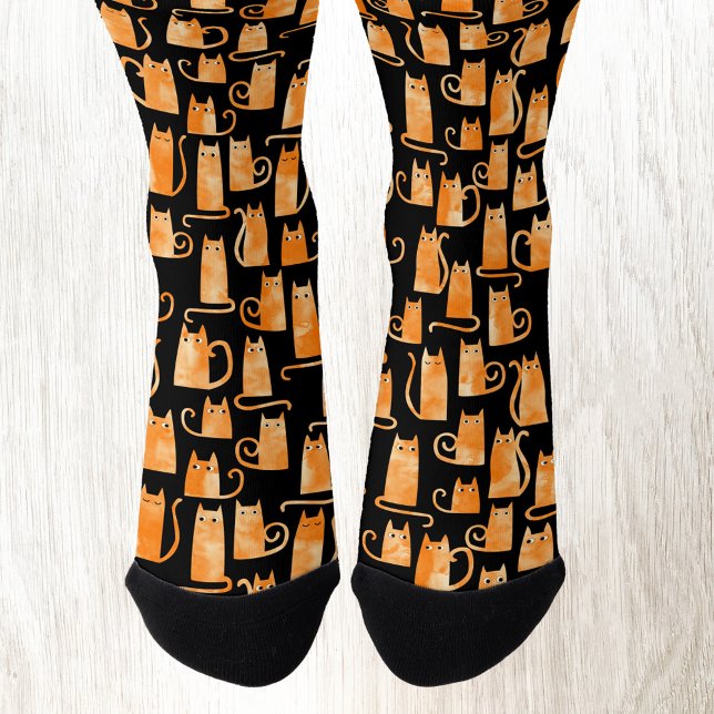 Fun Orange Ginger Cat Socken (Fun orange ginger cat socks for animal and pet lovers.  Ideal for Halloween too!)