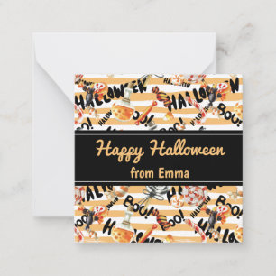 Fun Orange "Happy Halloween" Pattern Individuelle Mitteilungskarte
