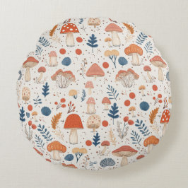 Fun Orange Herbst Pilz Fairy Round Pillow Rundes Kissen
