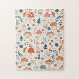 Fun Orange Herbst Pilz-Garten Puzzle