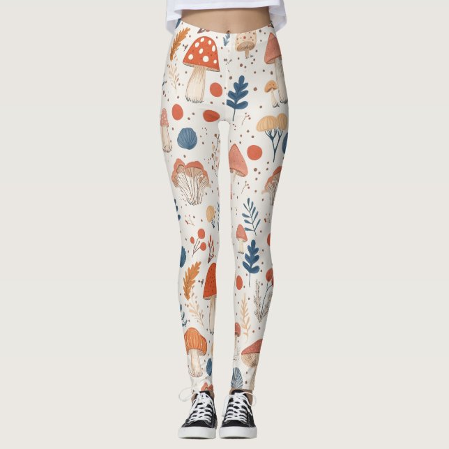 Fun Orange Herbst Pilz Zimmer Kindergarten Legging Leggings (Vorderseite)