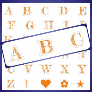 Fun Orange Letters   Monogram Alphabet Stickers Aufkleber