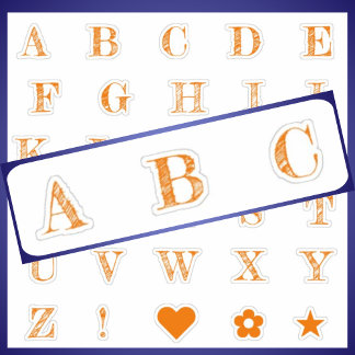 Fun Orange Letters | Monogram Alphabet Stickers Aufkleber