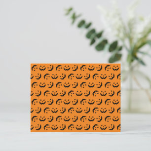 Fun-orange-schwarze Kürbislaterne Muster Halloween Feiertagspostkarte