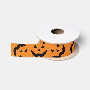 Fun-orange-schwarze Kürbislaterne Muster Halloween Satinband