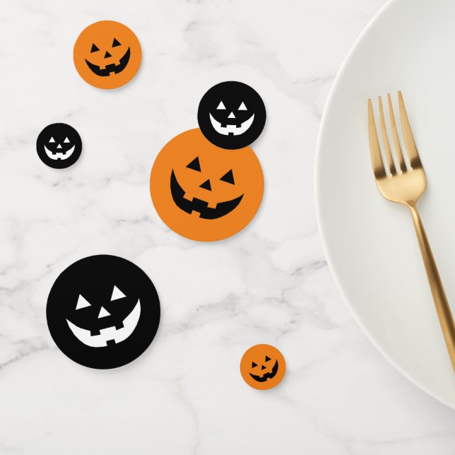 Fun orange schwarze Kürbislaterne niedlich Hallowe Konfetti (Gruppe)