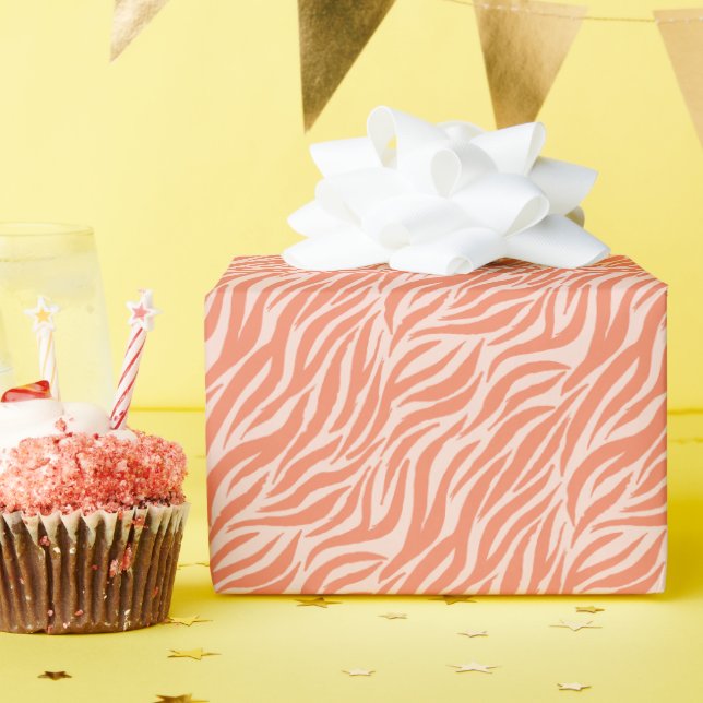 Fun Orange Tiger Stripe Muster Geschenkpapier (Geburtstagsparty)
