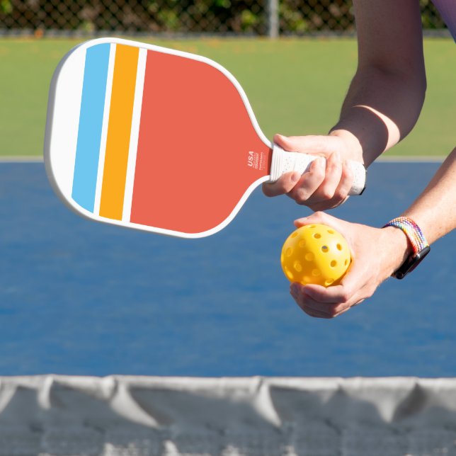 Fun Orange White Sky Blue Fett Gelbe Streifen Pickleball Schläger (InSitu)