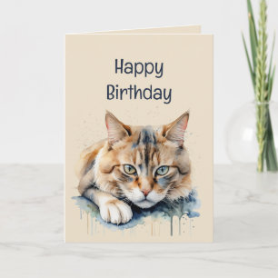 Fun Over the Hill Birthday Grouchy Cat Animal Art Karte