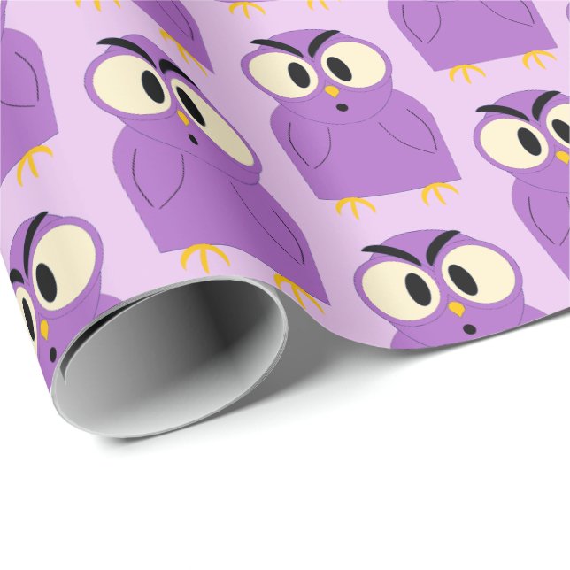 Fun Owl Muster Lila Lavendel Geschenkpapier (Rolleneckpunkt)