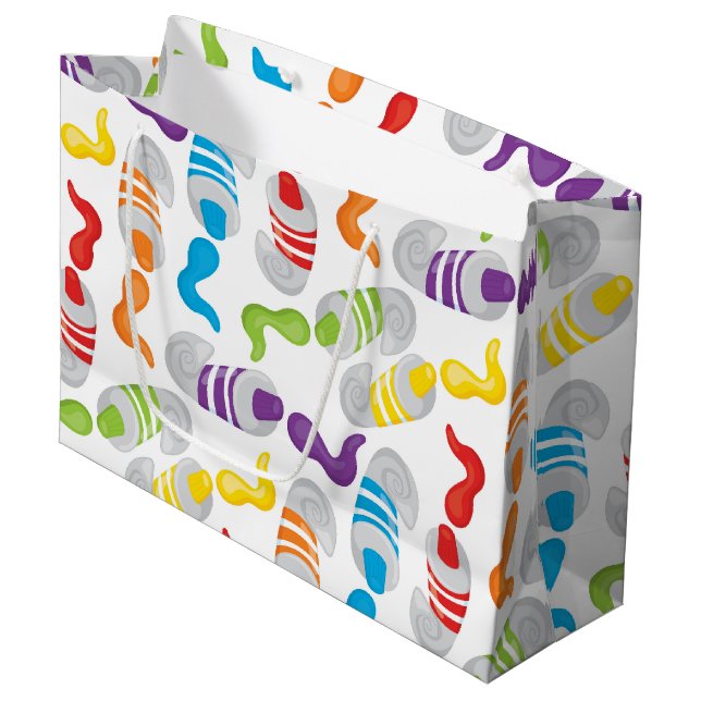 Fun Paint Party große Geschenktasche Geschenktüte (Vorderseite Schrägansicht)