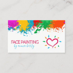 Fun Paint Spritzer und Heart Face Painting Telefonnummerkarte