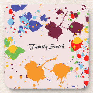 Fun Paint Tropfen farbenfrohe Frühlingsfamilie Nam Getränkeuntersetzer