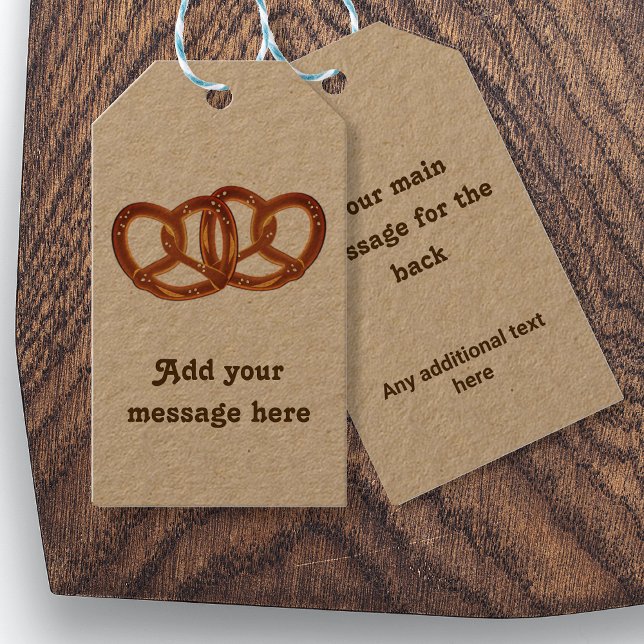 Fun Paired Pretzel Loaves eigene Nachricht Brot th Geschenkanhänger (Von Creator hochgeladen)