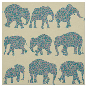 Fun Paisley Elephants, Paisley Pattern Fabric Stoff