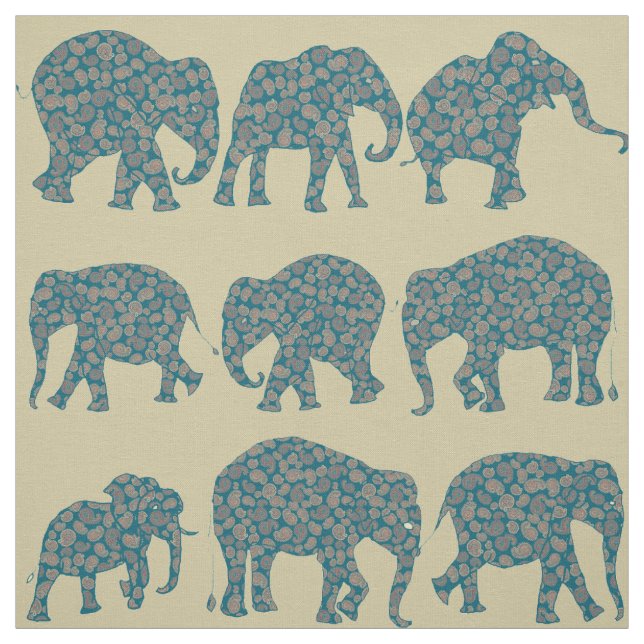 Fun Paisley Elephants, Paisley Pattern Fabric Stoff (Muster)