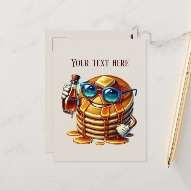 Fun Pancake Lieblingsfrühstück Postkarte (Vorderseite/Rückseite Beispiel)