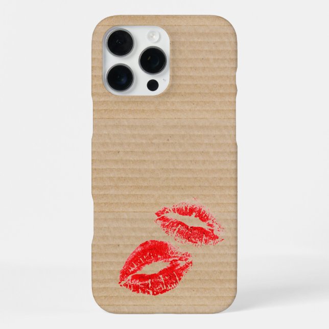 Fun Pappe Box Texture Red Lipstick Kiss Print iPhone Hülle (Rückseite)