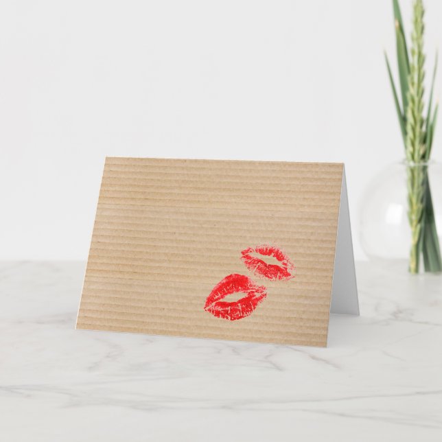 Fun Pappe Box Texture Red Lipstick Kiss Print Karte (Vorderseite)