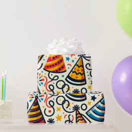 Fun Party Hats und Confetti Geschenkpapier