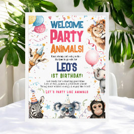 Fun Party Tiere 1. Geburtstag Willkommen Poster